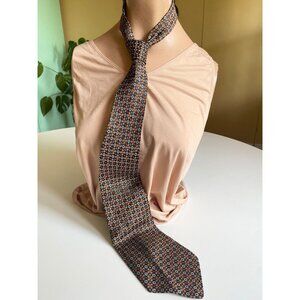 Vintage 60s necktie, Distinctive tie by Cortney, orange, brown & navy blue, wide
